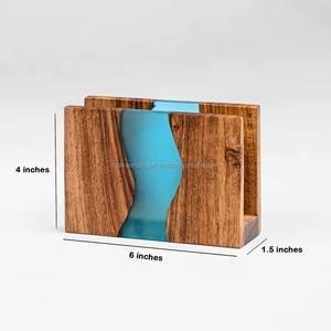 Servilletero de mesa de madera de acacia y epoxi transparente adecuado para cocina, comedor, comedor o al aire libre de Falak World Export - Product Image 4