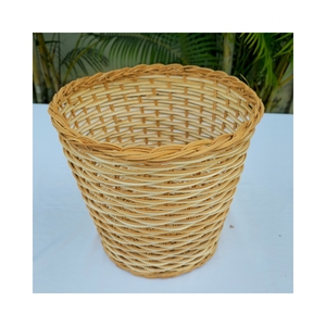 Eco-friendly Round White Rattan Basket Versatile <b>Container</b> for Planters and Waste Bin. - Product Image 4