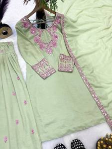 Women's <b>Light</b> Green Salwar Kameez Set With Embroidered Kurta And Dupatta Traditional Ethnic Wear For Casual Occasions - Product Image 4
