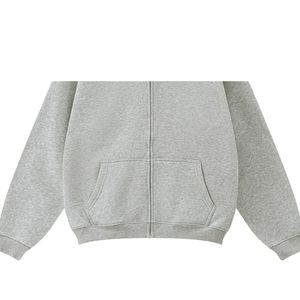 เสื้อฮู้ดซิปผู้ชาย สีเทา ทรงปกติ สีพื้น ผ้าฝ้ายฟลีซ 100% ระบายอากาศ กันลม สวมใส่สบายๆ สำหรับฤดูใบไม้ร่วง มีกระเป๋า - Product Image 5