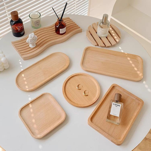 Plateau de rangement pour bijoux en bois de hêtre massif à motif ondulé moderne, accessoires de photographie et de présentation pour décorations de fête - Product Image 3