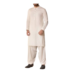 <b>Men</b> Cotton <b>Kurta</b> Shalwar Set Regular Fit Ankle Length Traditional Casual Wear India Pakistan Style White - Product Image 3