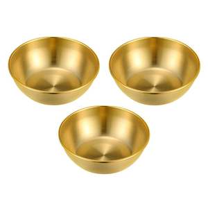 Cuenco de Acero para Condimentos de 14 cm, Botella para Servir Vino de Arroz y Aperitivos para Restaurantes, Dorado, Sin Asa, Elegante Plato de Servicio para Cocina - Product Image 4