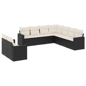 Ensemble de canapé de jardin à 9 places avec accoudoirs réglables, en rotin PE noir, meubles d'extérieur confortables - Product Image 2