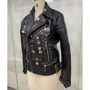 Faux Leather Motorcycle Biker Racer <b>Jacket</b> <b>Punk</b> Street Style Studded - Product Image 3