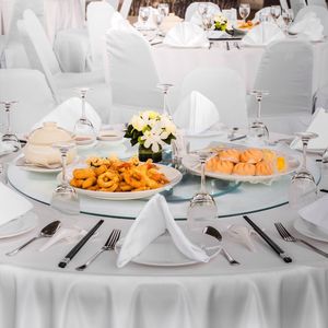 Piatto Girevole Lazy Susan in Vetro Temperato da 30 Pollici, Silenzioso e Fluido, con 6 Ruote Rotanti, Centrotavola per Tavolo da Pranzo, Rotazione a 360 Gradi - Product Image 1