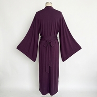 Robe kimono musulmane personnalisée avec logo, légère, ouverte sur le devant, col en V, longueur intégrale, fermeture à cordon, abaya de luxe écologique à séchage rapide