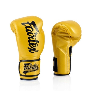 Professional Pro Fighting Fairtex Yellow Sparring Boxing Gloves Genuine Cowhide Leather Breathable Adjustable Wrist <b>Strap</b> Boxing - Product Image 5