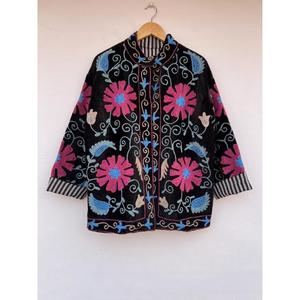 Natural Velvet Suzani Autumn Winter Handmade Embroidered Eco-Friendly Reversible Regular <b>Jacket</b> Cotton Coat One Size - Product Image 1