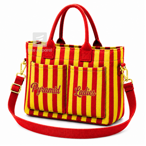 Custom NSPDK Sorority Tote bag red and gold Embroidered Logo Striped Daily Use Large Capacity <b>Canvas</b> Tote bag - Product Image 1