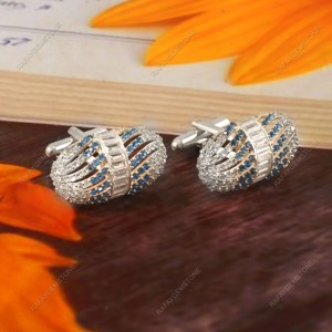 Boutons de manchette en laiton avec pierres AD, doré, accessoires de chemise formelle, cadeau de luxe pour marié, anniversaire de mariage, fête, ensemble de créateur pour homme - Product Image 1