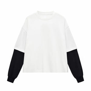 T-shirt Homme à Manches Longues avec Logo Brodé Personnalisé, Qualité Supérieure, Luxe, Épaules Tombantes, Design Deux Pièces, Coupe Oversize et Boxy - Product Image 1