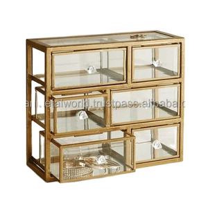 Luxurious Design Jewelry Organizer <b>Box</b> Customized Modern Metal and <b>clear</b> Glass Jewelry Organizer for Home Decor - Product Image 1
