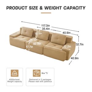 Divano Sezionale Moderno Modulare in Tessuto Corduroy 117, Oversize a 3 Posti con Seduta Profonda e Bordatura Perla per Soggiorno - Product Image 4