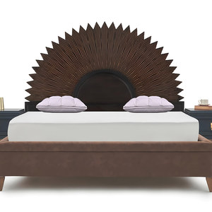 Cabecero de Cama Queen Size de Madera de Ingeniería con Tallado Artístico Inteligente, Acabado Pintado a Mano en Tono Marrón, Decoración para Dormitorio - Product Image 4