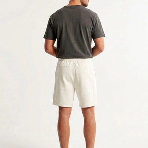 Ensemble de shorts décontractés en coton tricoté pour homme, couleur unie, respirant, pour l'été, blanc et gris - Product Image 2