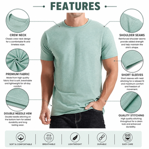 Camisetas de Manga Corta para Hombre, 100% Algodón/Poliéster, Transpirables, Ecológicas, Cuello Redondo, Últimos Diseños, Casuales y Elegantes - Product Image 4