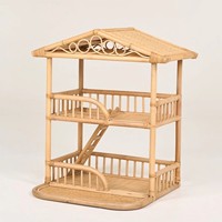 Grande maison de poupée en rotin avec espace ouvert, maisons en rotin faites à la main, maison de poupée de grande qualité.