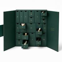 Boîte de calendrier de l'avent rigide de luxe, emballage cadeau cosmétique personnalisé, boîte de calendrier de compte à rebours à 24 tiroirs avec logo estampé à l'or