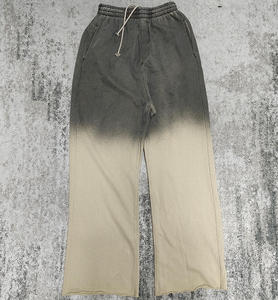 High Quality Streetwear Vintage Acid Washed Sweat Pants Men's <b>Flare</b> Straight Leg Gradient Change Color 100% Cotton <b>Sweatpants</b> - Product Image 6