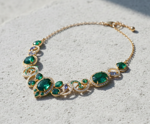 Collar con Colgante Verde Hidro de 16 Pulgadas con Formas Múltiples, con Circonita Cúbica, Plata de Ley 925, Chapado en Oro de 18K, 45g, Joyería Fina - Product Image 2