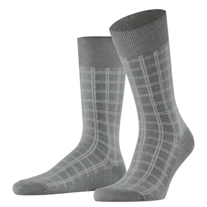 Chaussettes pour hommes personnalisées, chaussettes en tricot à carreaux gris respirantes, chaussettes décontractées d'automne - Product Image 2