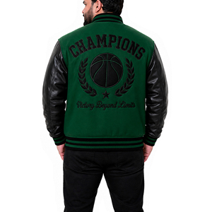 Custom <b>White</b> and Black Varsity <b>Jacket</b> for <b>Men</b> and Women Personalized Name and Number Green Trim Letterman Coat Fall Winter - Product Image 4