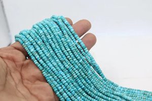 Perles rondes facettées en turquoise d'Arizona naturelle, 3,5 mm, 13 pouces, pierres précieuses en vrac pour la fabrication de bijoux, magasin de pierres précieuses indien, trou de 0,5 mm - Product Image 3