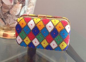 Handmade Seed Bead Clutch Bag Floral Embroidery Evening Purse Yellow Pink Beaded Envelope Wallet Women Party Wedding Handbag - Product Image 2