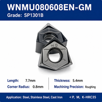 Plaquettes de fraisage CNC en carbure WNMU080608, outils de coupe indexables en carbure de tungstène, revêtement PVD, JiuzhouTimes, acier inoxydable