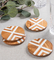 Sous-verres carrés modernes en bois avec incrustations de marbre, faits à la main, design de créateur, durables, pour la décoration de table, cuisine, salle à manger, bureau
