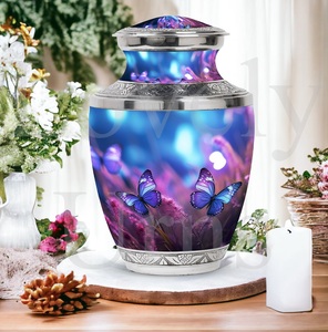 Urne funéraire pour cendres en forme de papillons violets, urne commémorative bleue, urne commémorative pour cendres humaines, souvenir décoratif - Product Image 2