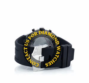 Montre Unique pour Homme, Cadran Rond avec Bracelet en Caoutchouc Noir, Mouvement à Quartz, Chronographe en Diamant Moissanite Précieux et Élégant, Idéale pour les Soirées - Product Image 2