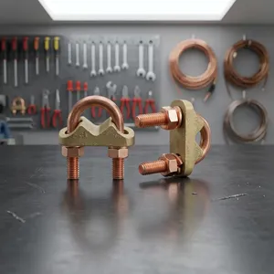 Pince de mise à la terre en laiton cuivré avec finition durable pour tuyau de forme ronde et emballage en boîte carton - Product Image 3