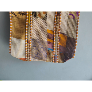 Bohemian <b>Patchwork</b> Cotton Tote <b>Bag</b> Panelled Design Open Top Shopping Carryall All Seasons Style - Product Image 3
