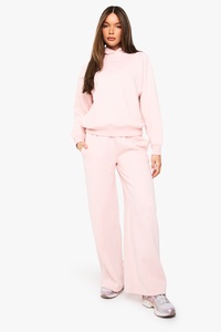 Pantalones de chándal rosas de pierna ancha para mujer, de cintura alta con cordón, ajuste holgado informal, pantalones de descanso, joggers de pierna recta, venta al por mayor - Product Image 5
