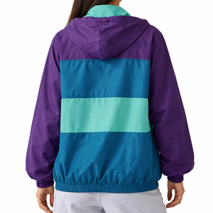 เสื้อกันฝนสีสันทันสมัย ดีไซน์คัลเลอร์บล็อกกิ้ง แบบ unisex กันลม ปิดซิป สไตล์สปอร์ต สีม่วงเขียวอมฟ้า ผลิตจากโพลีเอสเตอร์ เหมาะสำหรับใส่ในฤดูใบไม้ผลิ - Product Image 5