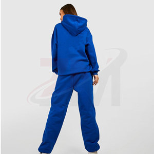 Conjunto Deportivo Azul para Mujer, Sudadera con Capucha de Manga Larga, Pantalones Jogger, Color Sólido, Corte Holgado Informal, Ropa de Primavera - Product Image 2