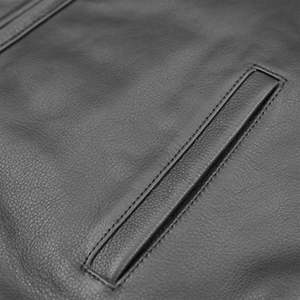 <b>Men</b>’s Minimalist Black Leather Motorcycle Vest Sleek Zip Up Sleeveless Biker Waistcoat with Clean Panel Design Low MOQ - Product Image 3
