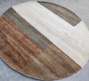 Luxury Handmade <b>Round</b> Hand Knotted Wool & Silk Area Rug Modern Geometric Designer <b>Carpet</b> for Living Room - Product Image 2