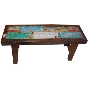 Banc Rita en bois de bateau récupéré, patchwork, couleur originale, écologique, artisanal, design minimaliste, durable, pour l'intérieur et l'extérieur - Product Image 2