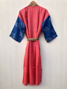 Robe Kimono Longue en Soie de Jardin, Kimono Sari en Soie Florale, Robe Sari Vintage, Robe de Plage Douce pour Fête, Kimono en Soie Indienne Fait Main - Product Image 4