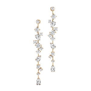 Boucles d'oreilles pendantes de luxe tendance en or 14K 18K avec diamants de laboratoire et 26 diamants accentués taille poire (1,55 carat) - Product Image 3