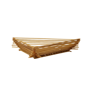 Corbeille à fruits triangulaire en bambou artisanale, plateau à niveaux, centre de table géométrique, bol de présentation, vente en gros - Product Image 3