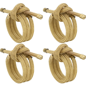 Nautical style coiled natural rope napkin <b>ring</b> in a <b>thick</b> knot design, available at wholesale prices for dining. - Product Image 4