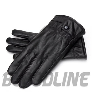 Black Leather Motorbike <b>Gloves</b> Wrist Length Faux Fur Lining Thermal Winter Outdoor Sporty Style - Product Image 6