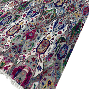 <b>Modern</b> Hand-Knotted Grey Wool Silk Area <b>Rug</b> with Floral Oriental Pattern Low Pile Luxury <b>Living</b> <b>Room</b> Hotel Carpet - Product Image 5