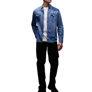 Men's Casual <b>Denim</b> Shirt <b>Denim</b> <b>Fabric</b> Wholesale Comfortable Customizable Cotton Breathable Anti-Wrinkle - Product Image 3