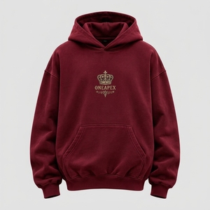 Sudadera con Capucha Oversize Color Granate para Hombre, Estilo Urbano, Corte Regular, Ropa Personalizada al por Mayor - Product Image 2