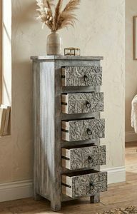 ตู้ลิ้นชักไม้เนื้อแข็งทำมือสไตล์วินเทจ 5 ชั้น ดีไซน์แบบโมดูลาร์ เป็นมิตรกับสิ่งแวดล้อม ทนทาน ประหยัดพื้นที่ ประกอบง่าย - Product Image 4